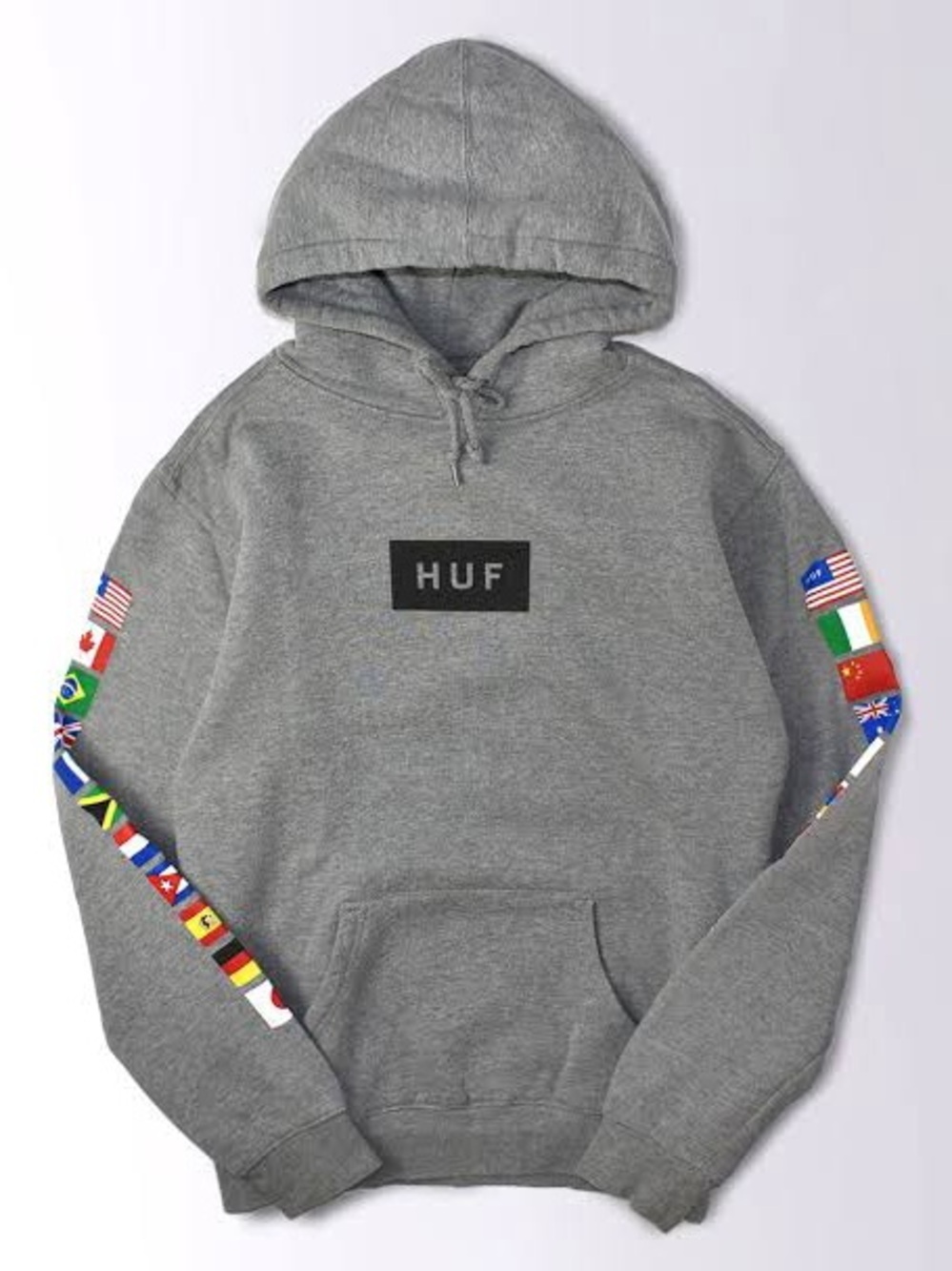 HUF Grey Flag-Sleeve Pullover Hooded Sweatshirt